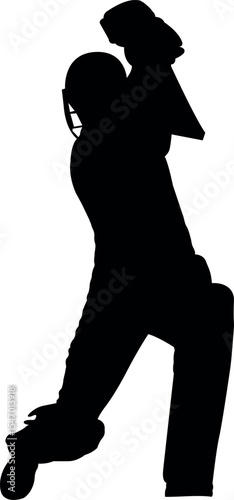 Silhouette Cricket Batsman batting Position