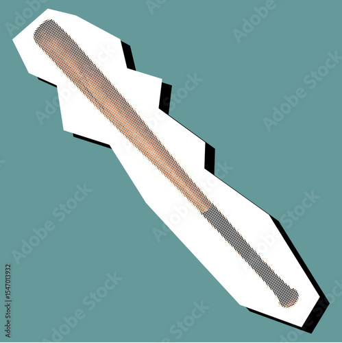 Bat baseball dotted collage element in a torn paper vector, created with pointillism. An artistic, dynamic depiction for sports themes, baseball, team spirit, or athletic concepts.