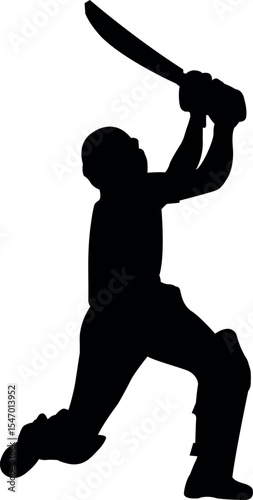 Silhouette Cricket Batsman batting the ball position
