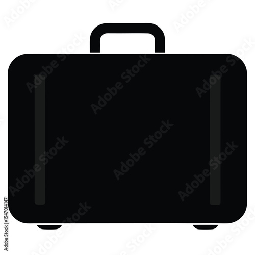 Black leather business briefcase and travel suitcase isolated on white background