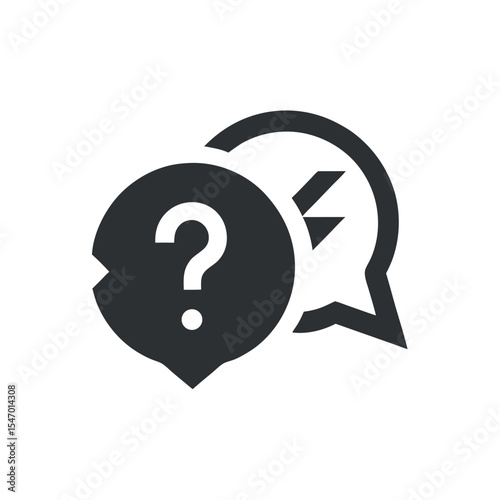Conceptual black question mark symbol within speech bubble for information illustration