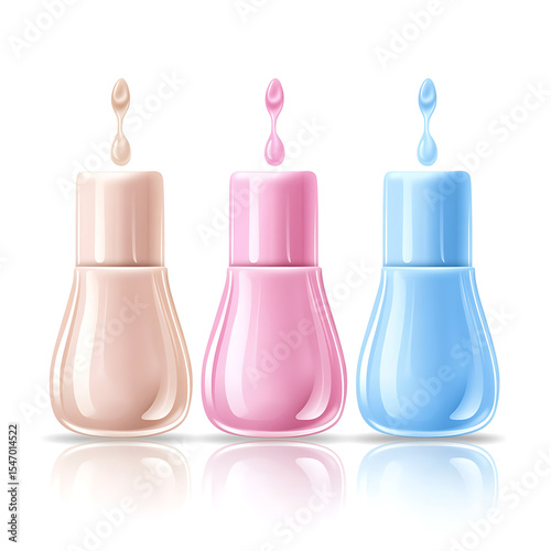 Illustrations of cosmetic products and teenage models in various makeup scenarios, isolated on white background for commercial beauty and skincare concepts.