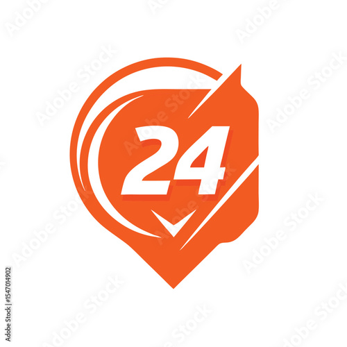 Orange 24 hour service or delivery vector illustration on white background ready for use