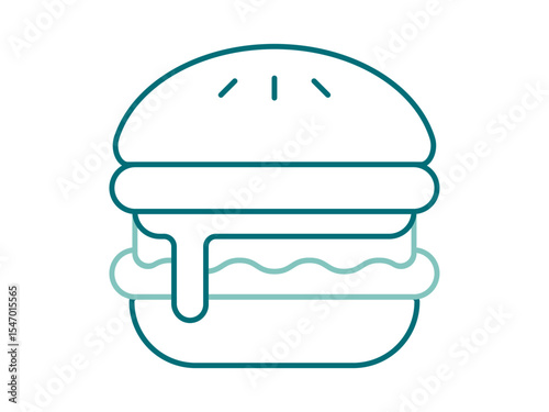 Beef burger icon. Fast food outline icon. Simple junk food and street food vector illustration in modern thin line style.