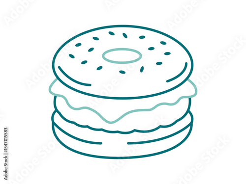Bagel burger icon. Fast food outline icon. Simple junk food and street food vector illustration in modern thin line style.