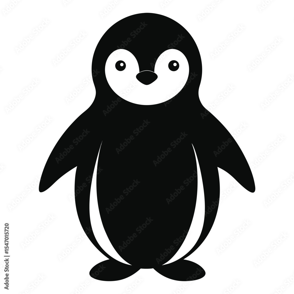Obraz premium Cute cartoon penguin family on white background in winter wonderland illustration