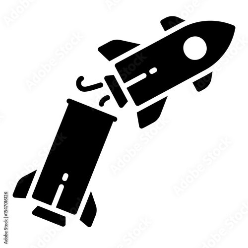 Rocket separation icon during launch into space