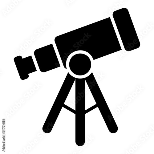 Telescope icon for space research and astronomy