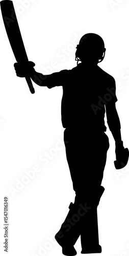 Silhouette Cricket Player Batting Position