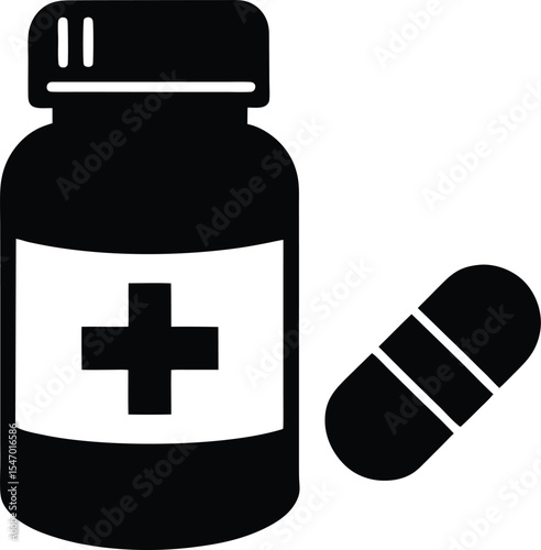 Medicine Bottle and Pill Icon

