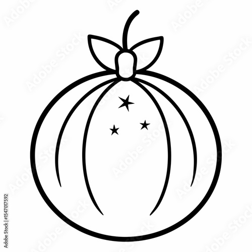 Christmas Melon outline on white background