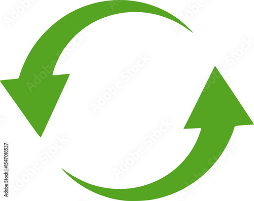 recycle symbol on white, Two elegant arrows with pointed tips