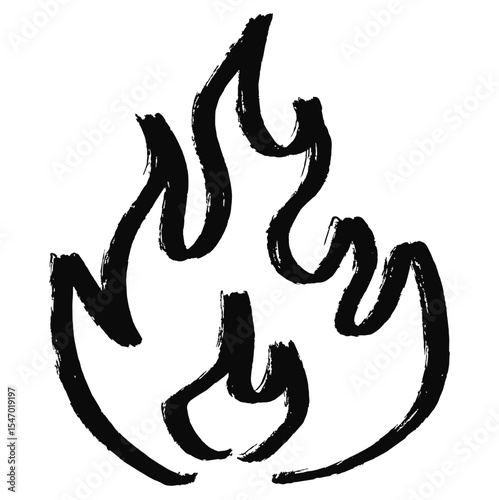 Grunge flame with brush stroke texture vector, combining fire with a raw, artistic, distressed feel. Great for edgy energy, abstract backgrounds, or dynamic warning designs.