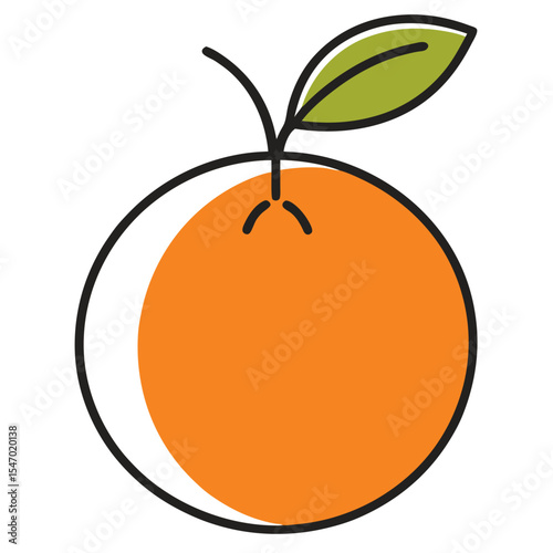 Clementine outline on white background