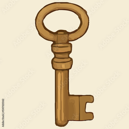 A quaint watercolor illustration of a vintage key with ornate details, painted in soft sepia tones, symbolizing unlocked secrets of a bygone era