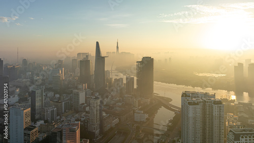 The morning in Ho Chi Minh City, Viet Nam 