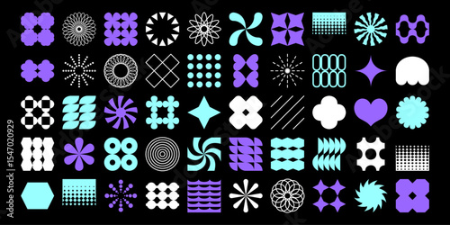 Abstract graphic design elements set. Editable stroke. Vector illustration design materials.