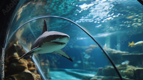 Shark in a curved tank with no exit, symbolic of cycles and repeated failure generative ai