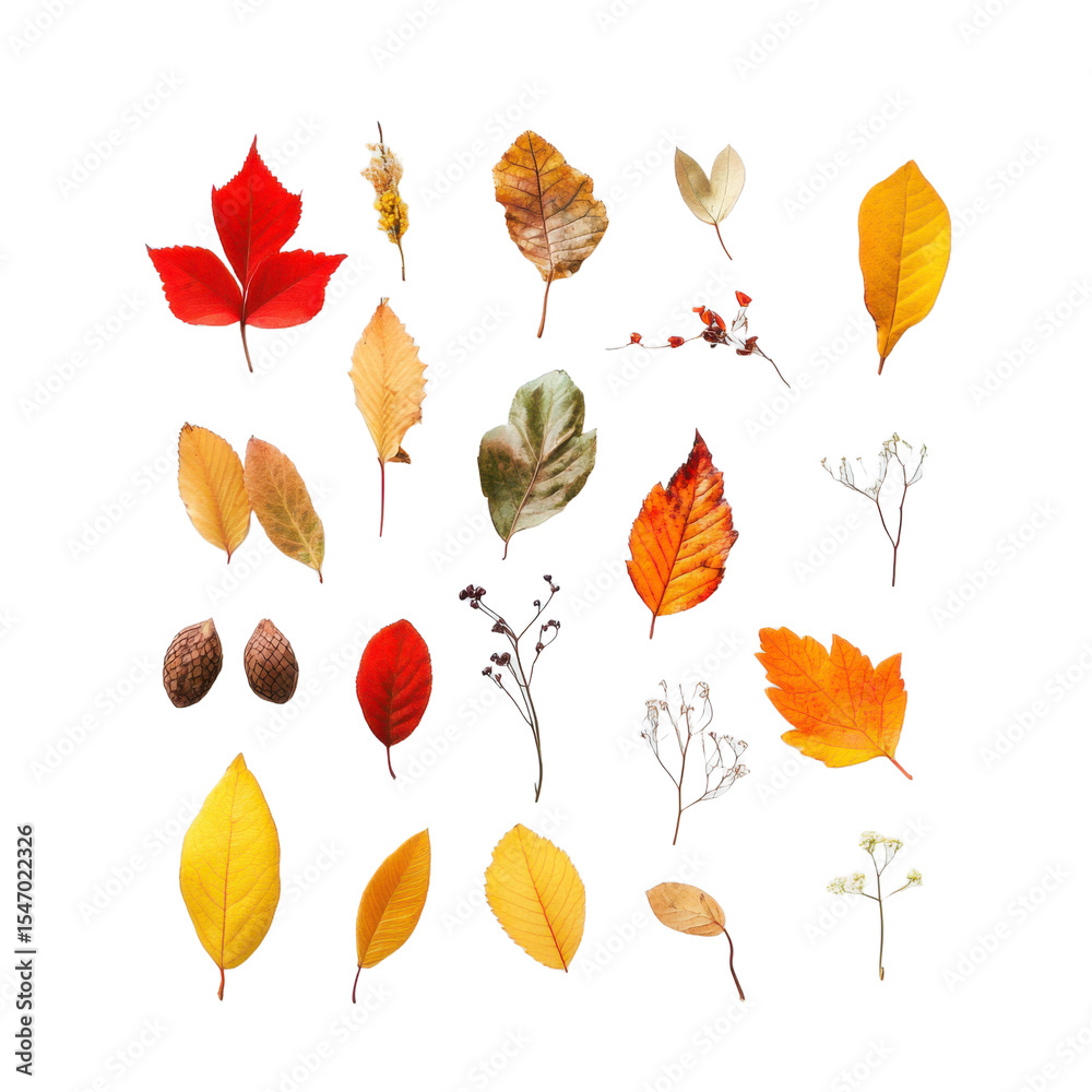 Obraz premium Collection of autumn leaves in various shapes and sizes