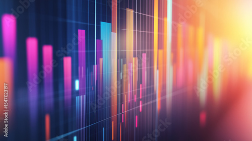 Colorful financial bar graph, abstract and subtle design. Widescreen 16:9 Background Wallpaper.