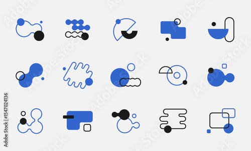 Abstract graphic design elements set. Editable stroke. Vector illustration design materials.