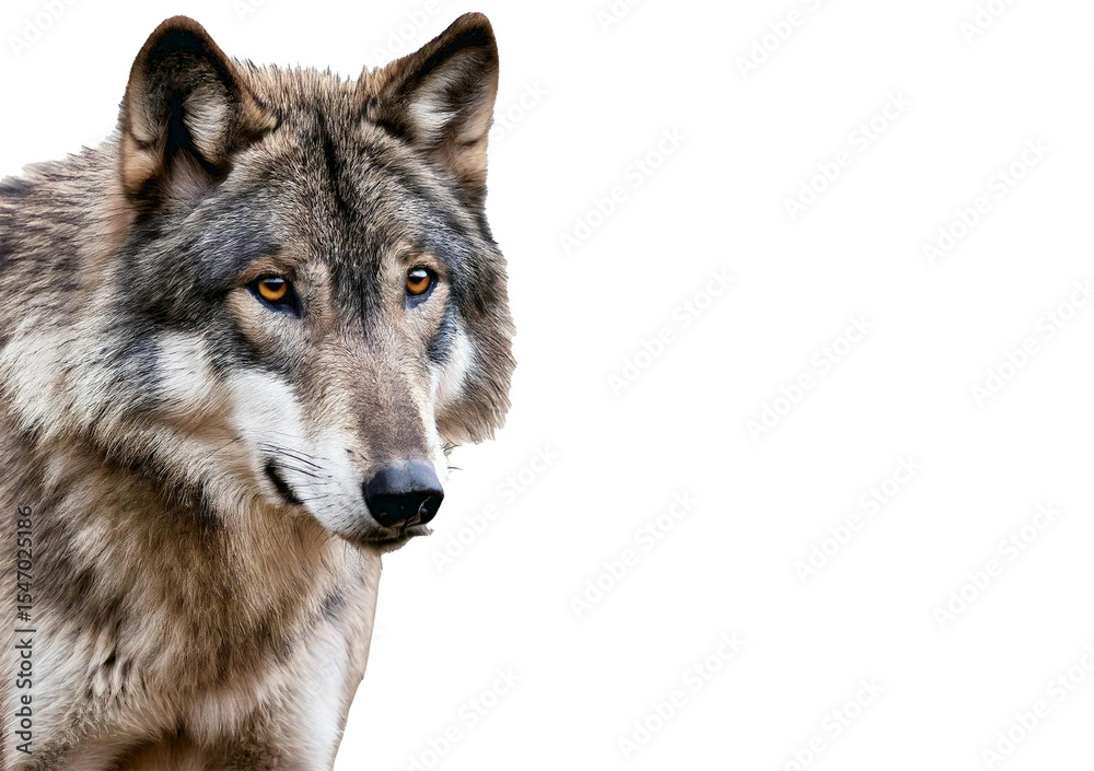 Fototapeta premium Gray wolf isolated on a transparent or white background