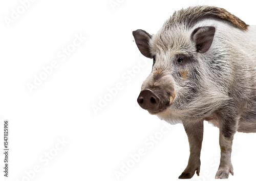 Visayan warty pig isolated on a transparent or white background