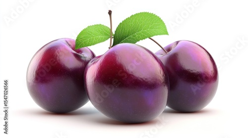 Wallpaper Mural Three plump plums on white Torontodigital.ca