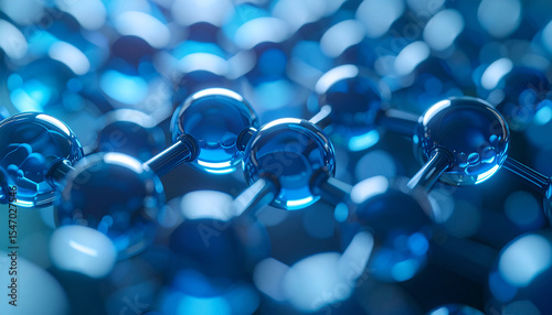 Molecular Marvel: An intricately designed molecular structure shines with a captivating blue hue, showcasing the elegance and complexity of scientific innovation.