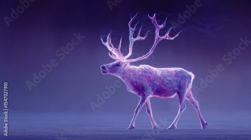 Magical reindeer in a fantasy landscape artistic illustration