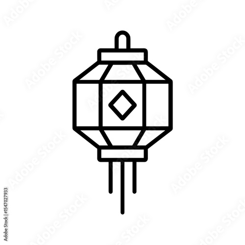 Chinese lantern icon in outline style – representing festive cultural light