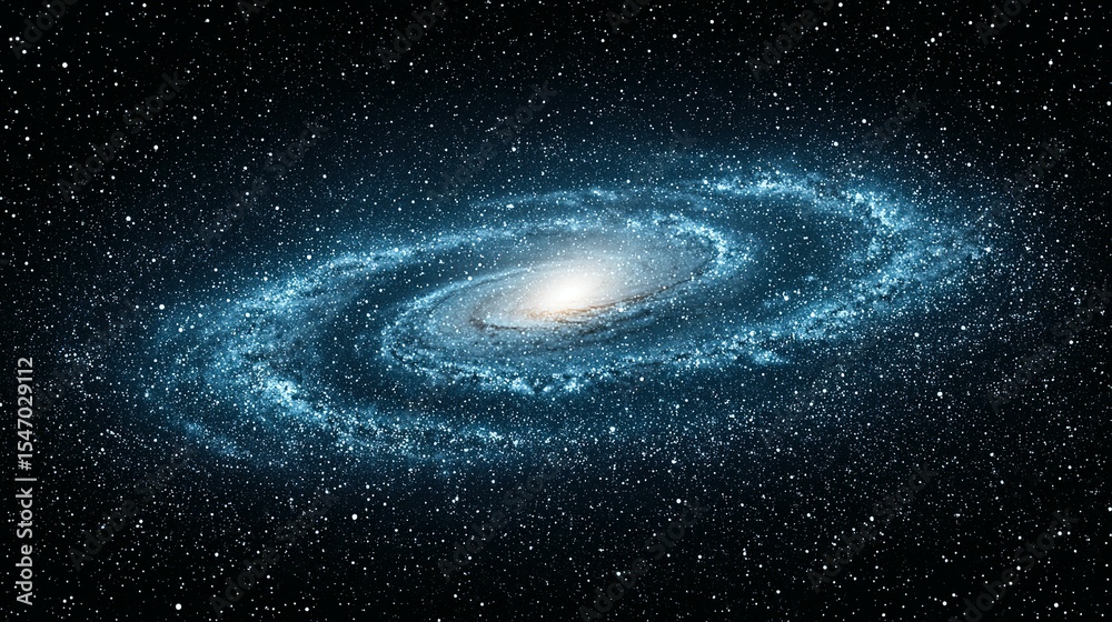 Naklejka premium Spiral galaxy in a vast expanse of space.