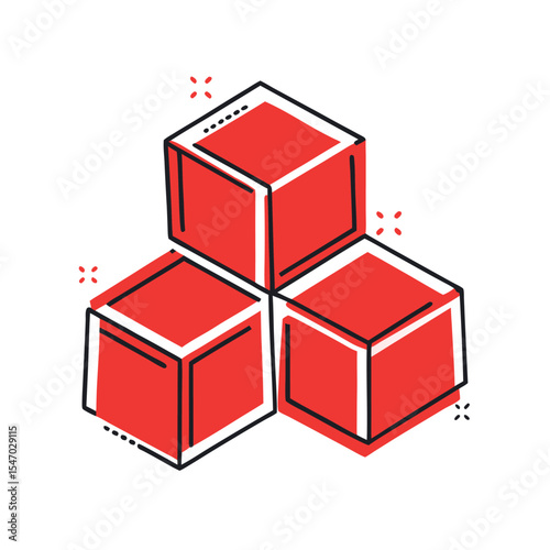 Abstract red cubes vector illustration in a modern flat style with a white background.