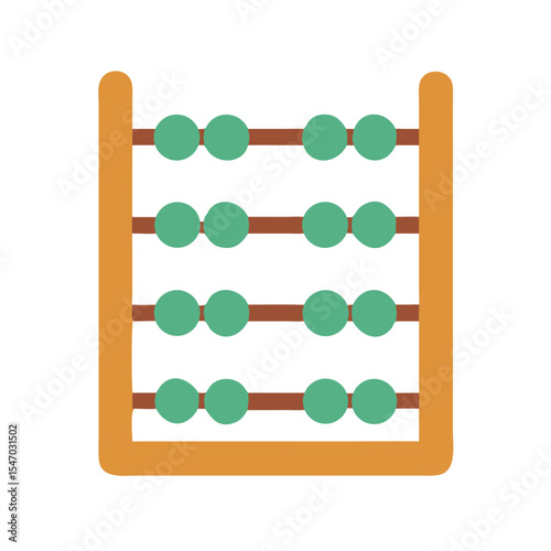 Illustration of abacus with four rows of green beads