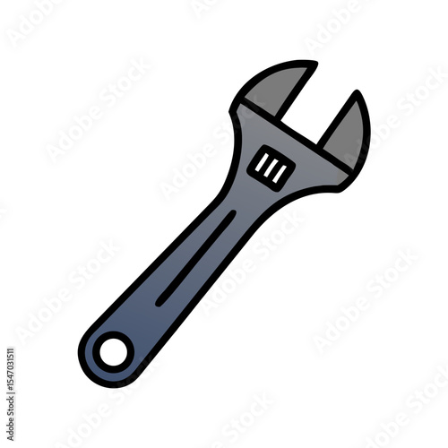 Isolated adjustable wrench on black background for repair services
