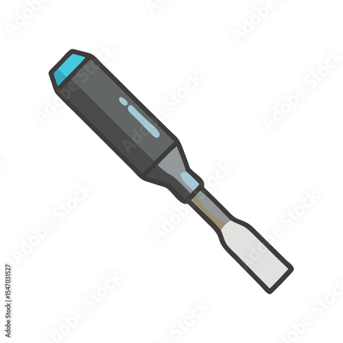 Stylized gray chisel tool against black background tool illustration