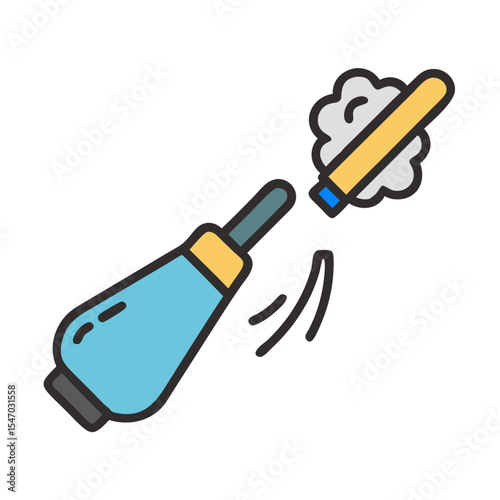 Illustration of soldering iron with smoke on black background