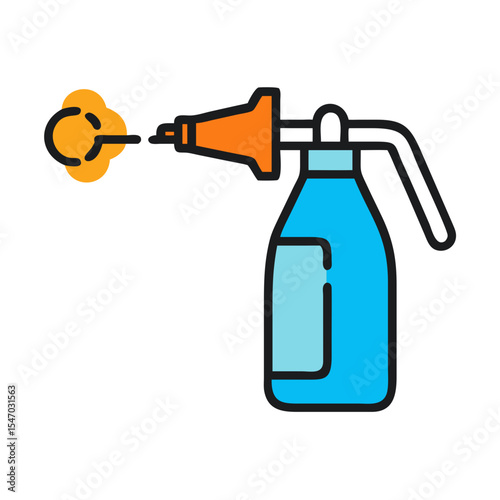 Minimalist fire extinguisher icon with cloud on black background