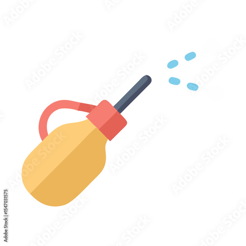 Cartoon dropper bottle with water droplets on black background