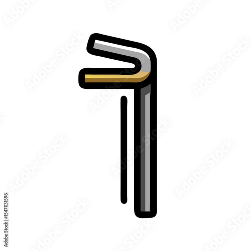 Abstract vertical line form with golden curve accent