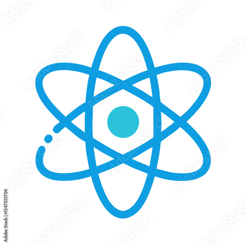 Flat design atom icon on black background illustration image