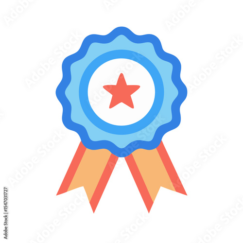 Modern flat icon of a ribbon award badge