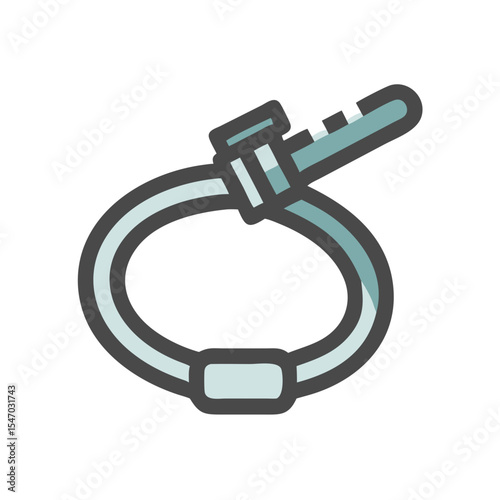 Illustration of light blue hose clamp on black background