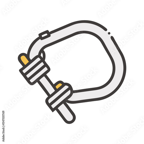 Illustration of a silver carabiner with rope element design