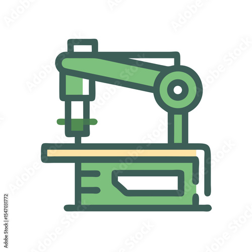 Automated industrial robotic arm illustration on a black background