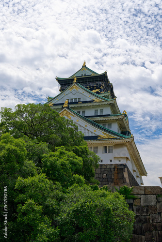 view of Osaka castle in Japan