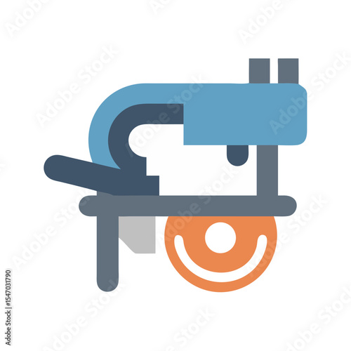Flat icon illustration of a tile saw on black background