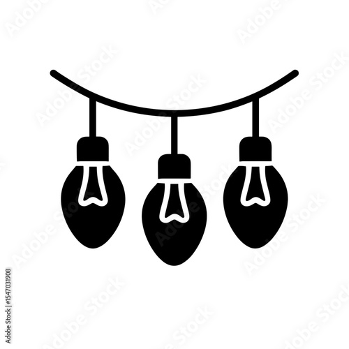 String lights icon in filled style – representing festive light decoration