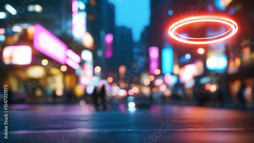 Wallpaper Mural Vibrant city night lightscape with glowing circle overlay Torontodigital.ca