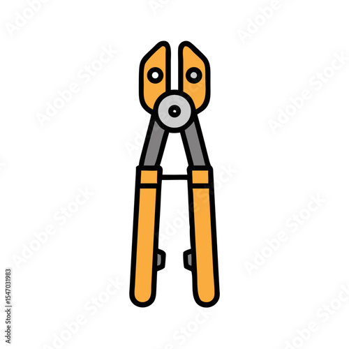 Orange handled bolt cutter tool illustration on black background